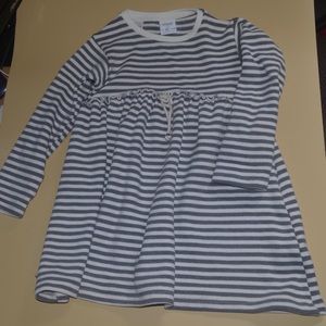 Zara Long sleeve Stripe gray and off white dress